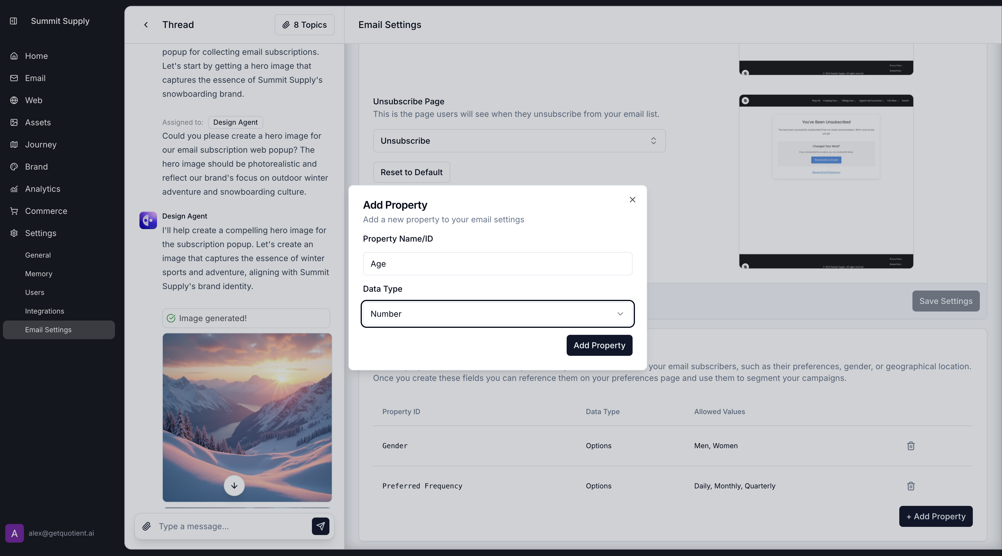 Properties Modal